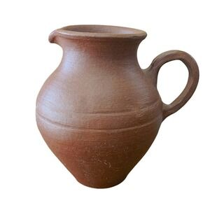 Vtg Ten‎ Thousand Villages Terracotta Pitcher 8.5" Handmade Fair Trade Pottery